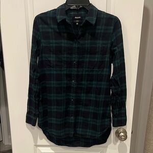 Madewell Plaid Flannel Shirt - Green and Navy